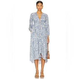 New Free  People Pappiet Blue Floral Midi Dress